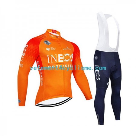 Homme Tenue Cycliste Manches Longues et Collant à Bretelles 2022 Ineos Grenadiers N002